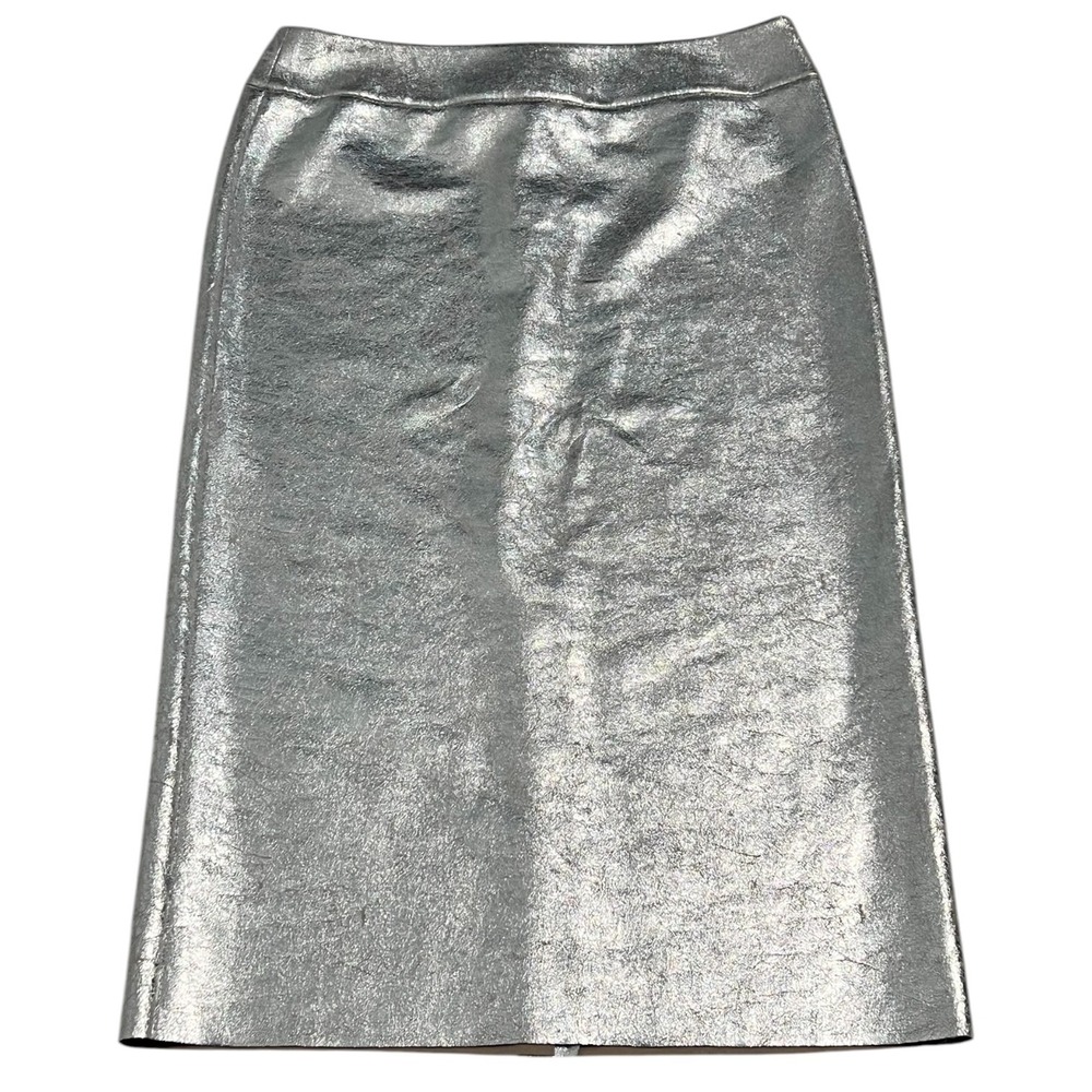 ZARA Metallic Silver Midi Pencil Skirt | High Waist | XL | NWOT